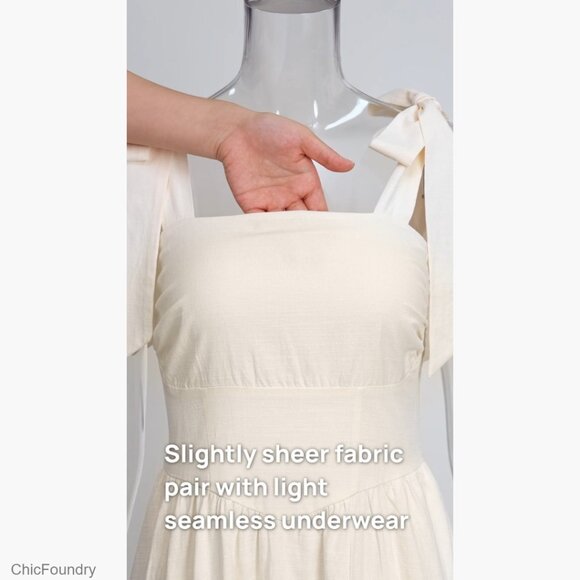 Spaghetti Strap Maxi Dress Square Neck Backless A-Line Wedding Guest - Picture 7 of 7